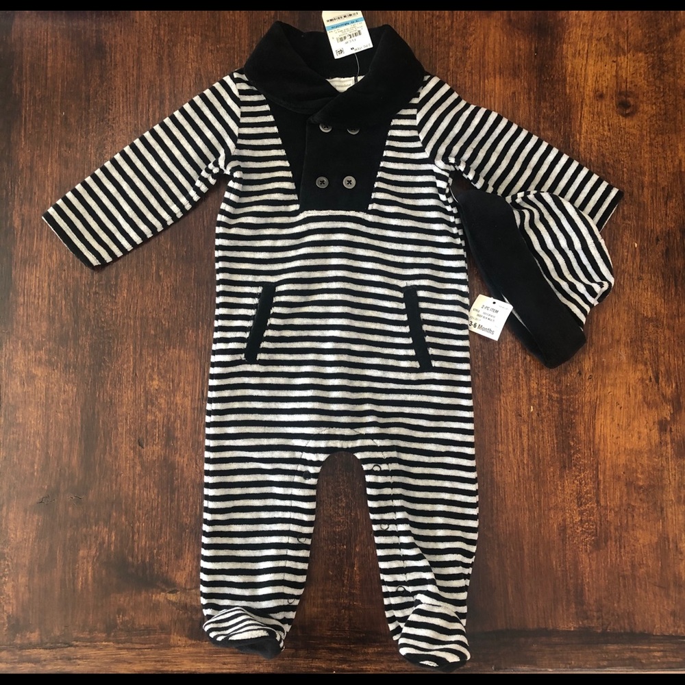 Boys First Impressions Footed Outfit with Hat